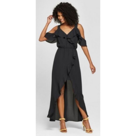 XOXO Ruffled Hi-Low Maxi Col Shoulder Dress - Medium - Picture 1 of 10